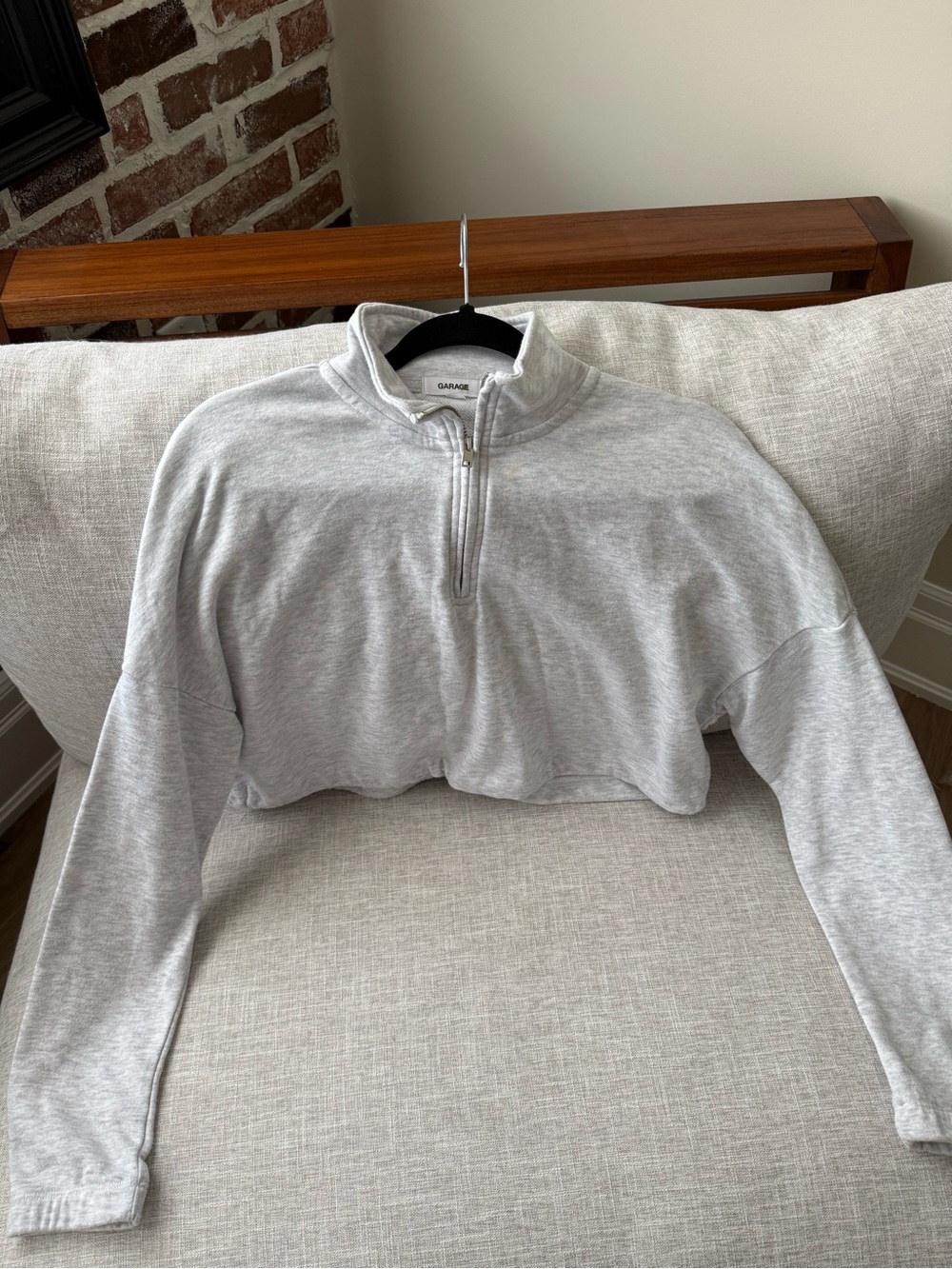Garage Cropped Half-Zip Pullover in Heather Gray - Picture 3 of 5